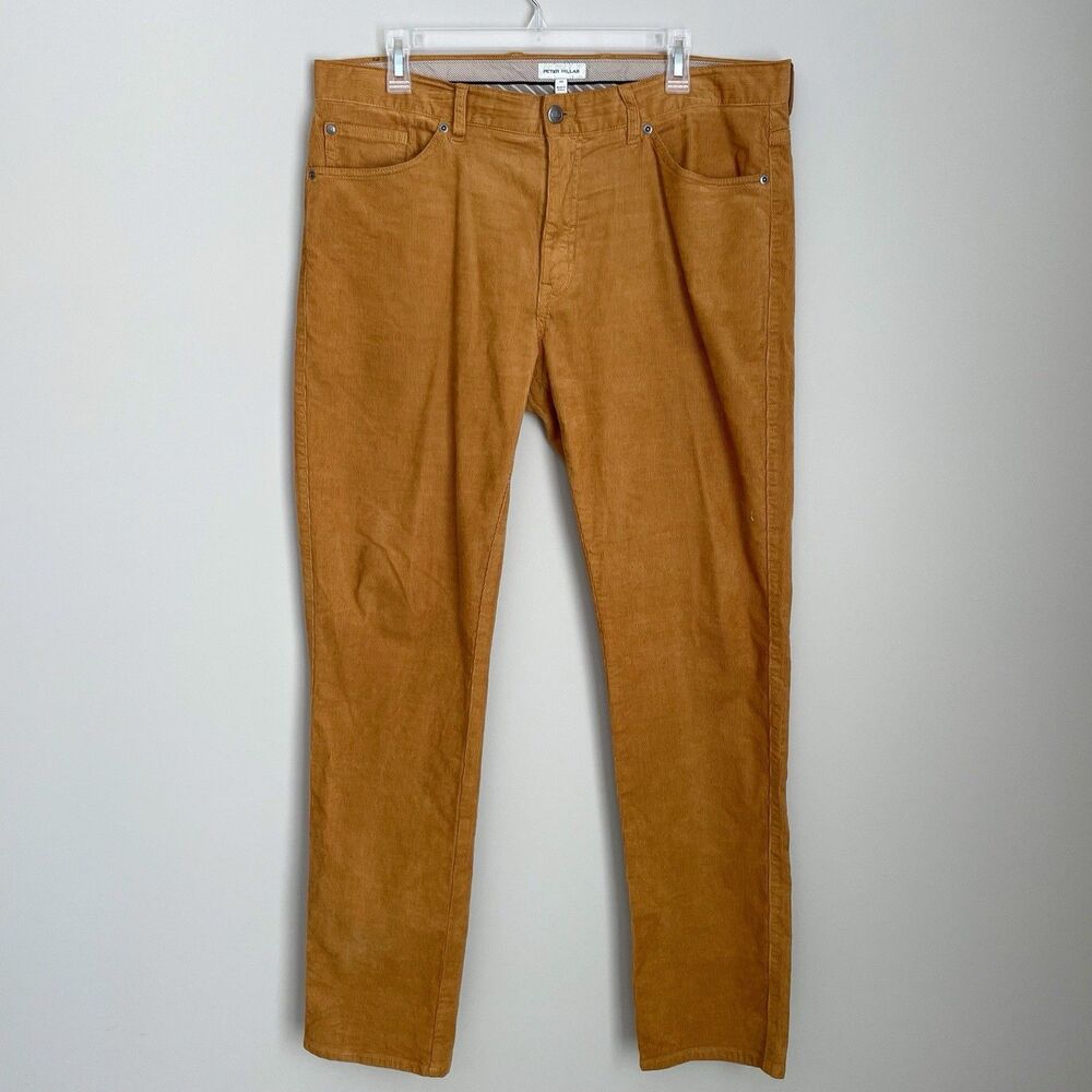 Peter Millar Size 36 Corduroy Khaki Camel 5 Pocket Pants 33” Inseam